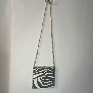 Unique zebra print decoupage Cohiba cigar box gold chain strap purse